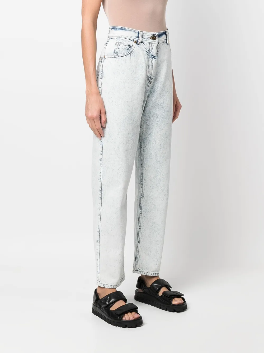  Balmain Vaqueros Boyfriend De Talle Alto - Azul 