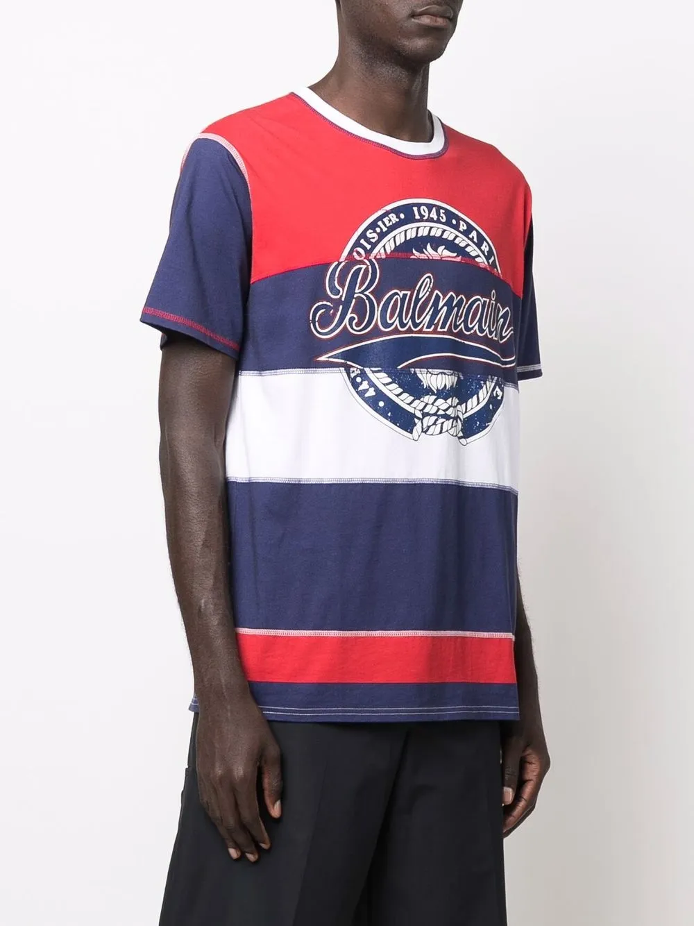  Balmain T Shirt Mit Logo   Blau 