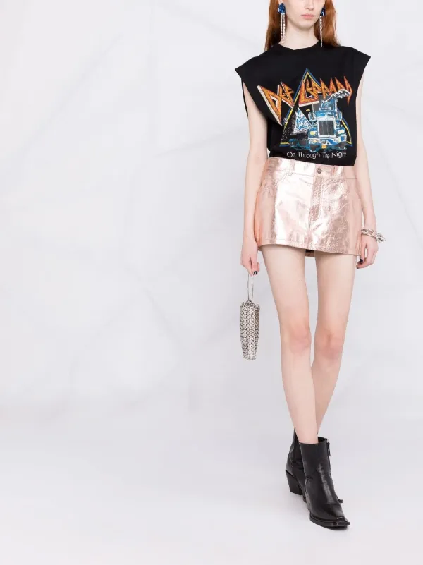 Saint Laurent lamé leather mini skirt 