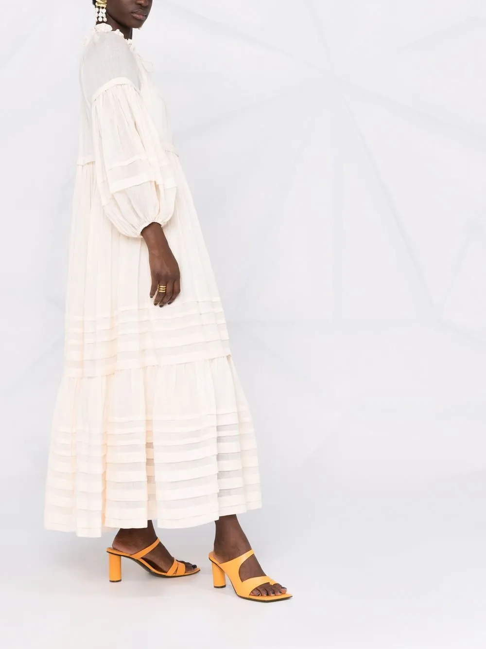 Zimmermann Moonshine Tiered Midi Dress In Neutrals | ModeSens