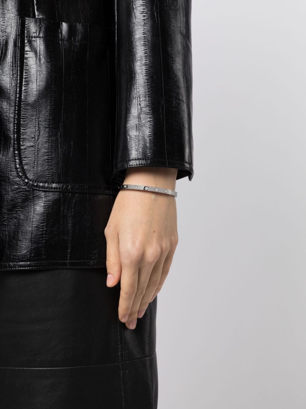 Shop Kate Spade Stone Hinged Bracelet In Silver