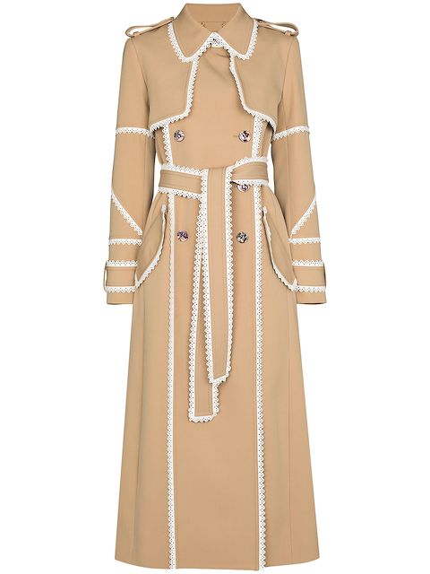 Chloé scallop-trim belted trench coat