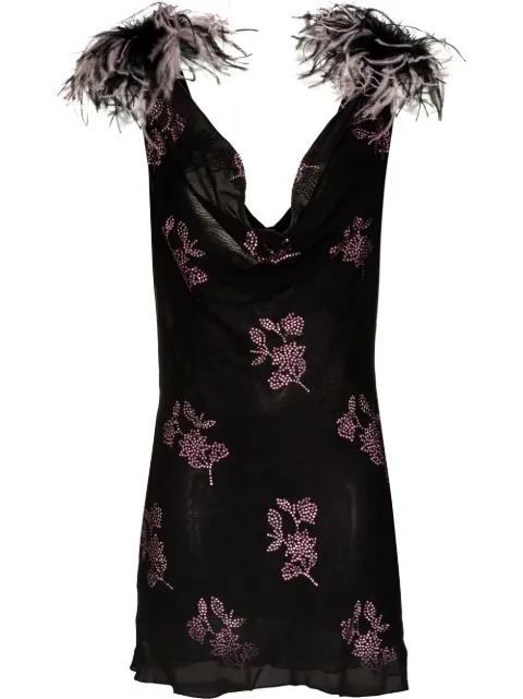 16Arlington crystal-embellished feather-trim dress