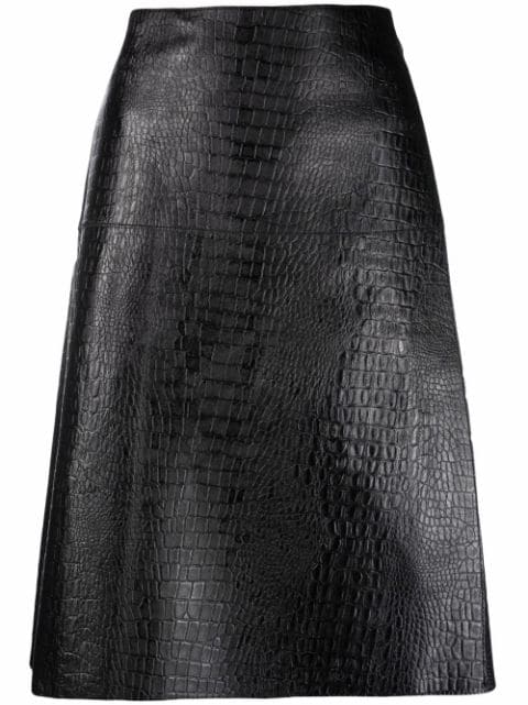 TOTEME crocodile-effect wrap leather skirt
