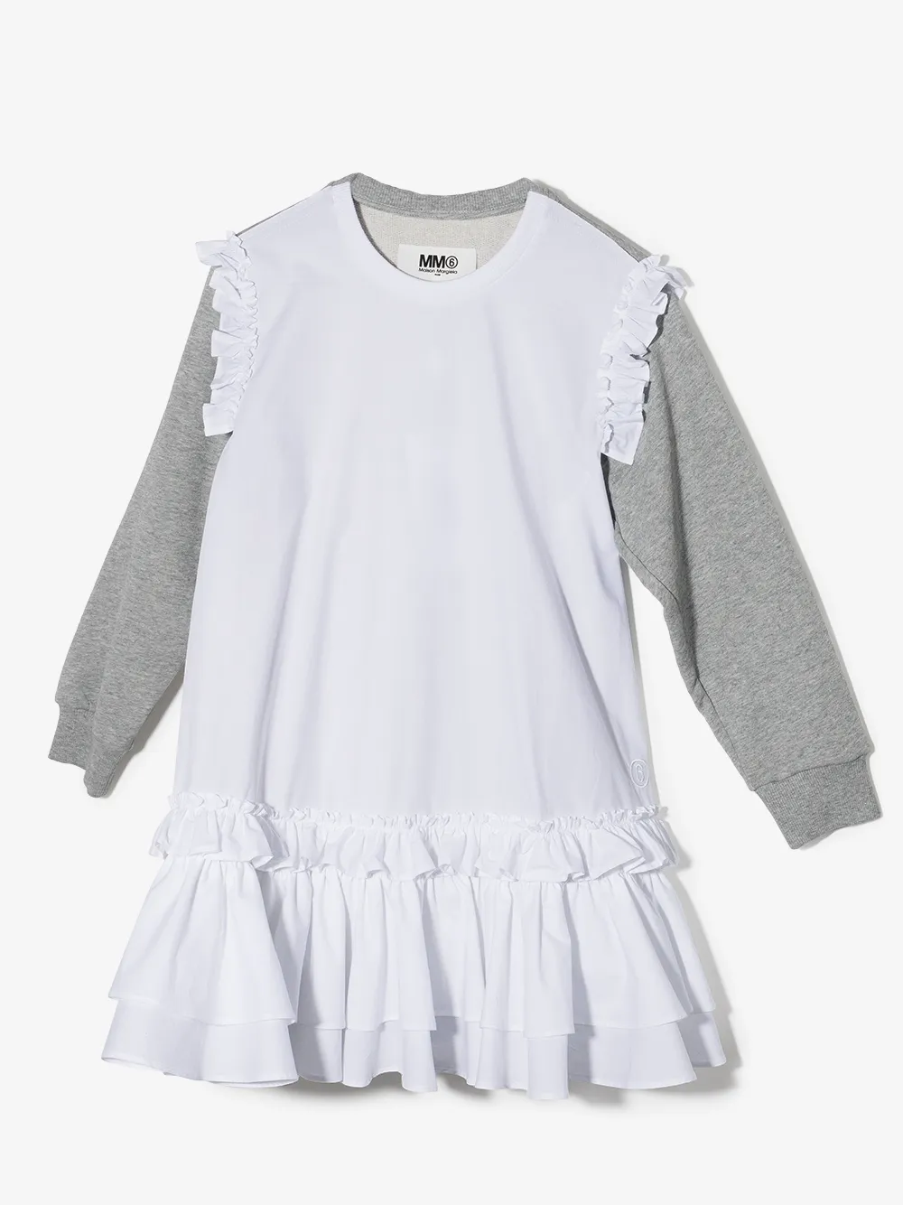 фото Mm6 maison margiela kids платье с длинными рукавами и контрастной вставкой