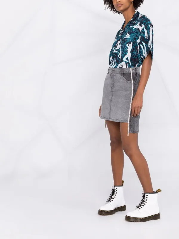 sequin denim mini skirt