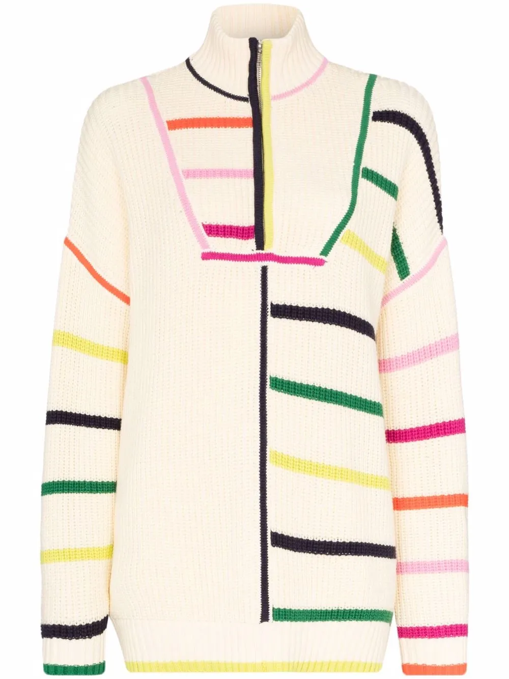 

STAUD Hampton rainbow-stripe zip-front jumper - Neutrals