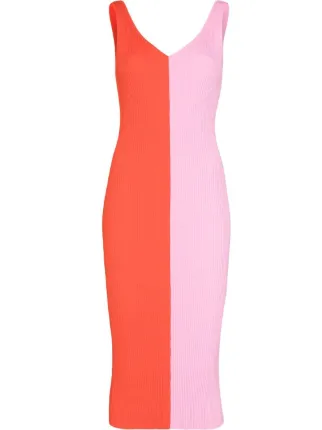 STAUD Dana two-tone rib-knit Dress 