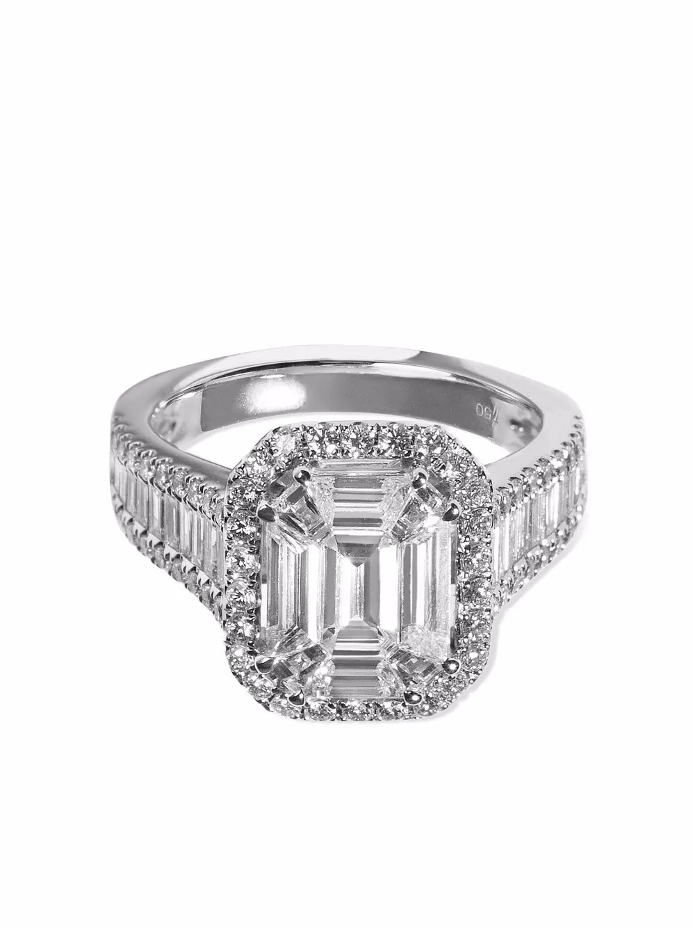 

AS29 18kt white gold Illusion diamond engagement ring - Silver