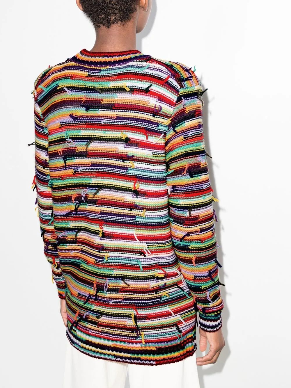 Chloé Oversized Striped Cashmere And Wool-blend Cardigan In Red