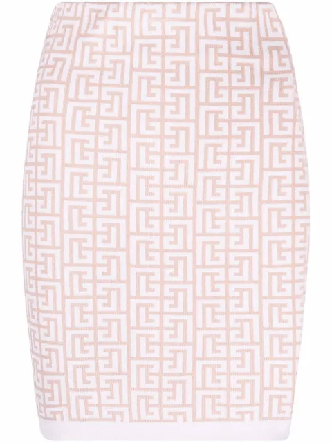 Balmain monogram knitted skirt