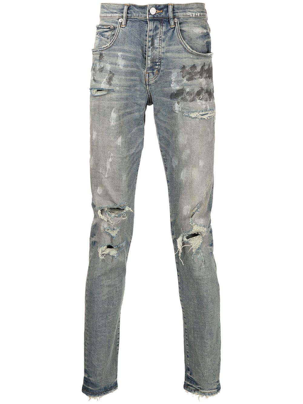 фото Purple brand узкие джинсы с эффектом потертости