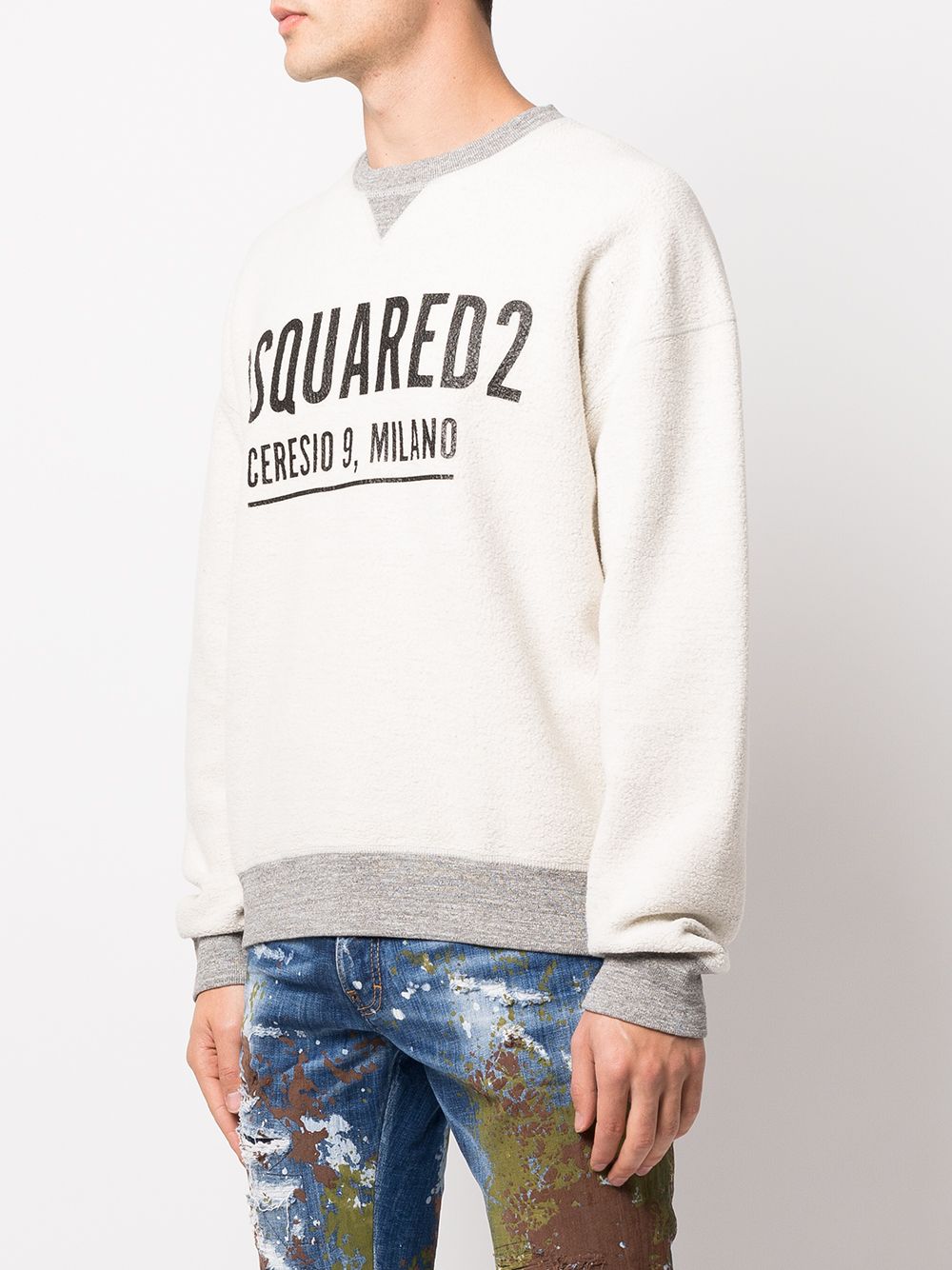 DSQUARED2 logo-print contrast-trimmed sweatshirt Men