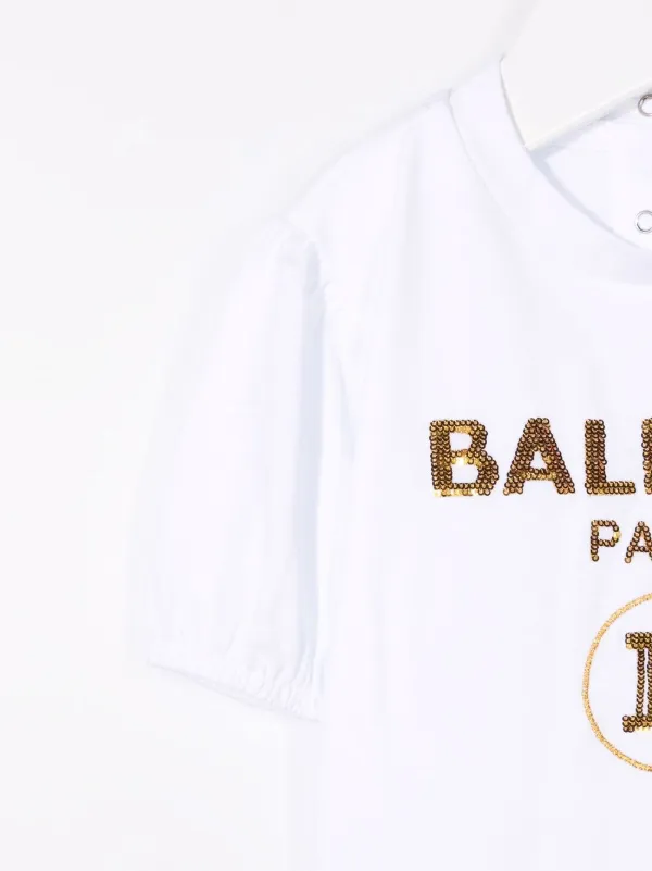 Balmain Kids Logo Print T-shirt White FARFETCH IN