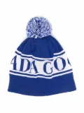 Canada Goose Kids intarsia-knit logo pompom beanie - Blue