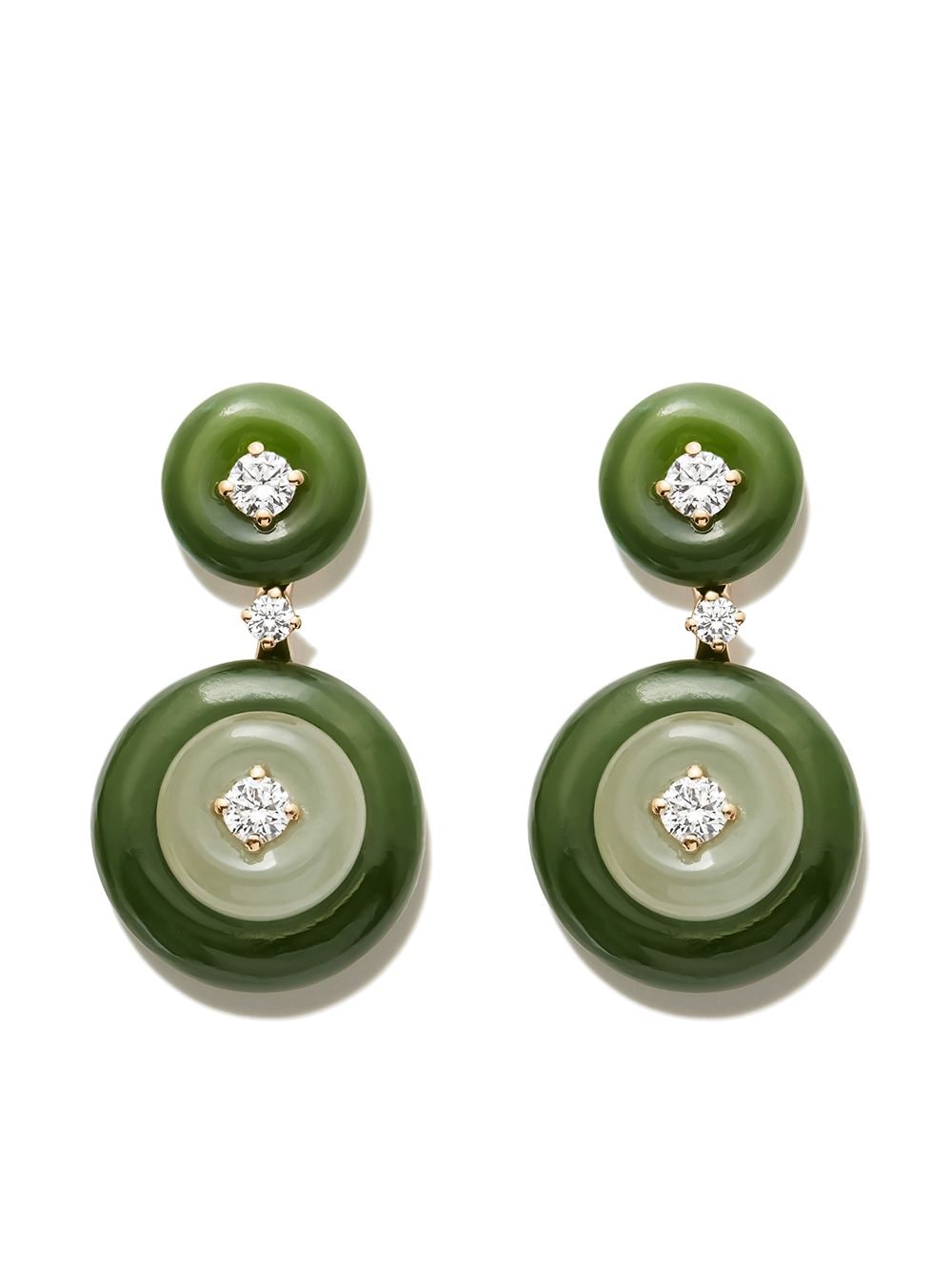 18kt yellow gold jade and diamond drop earrings