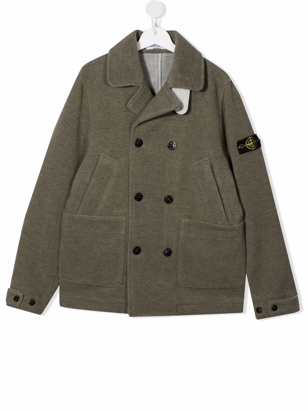 Stone Island Junior двубортное пальто с логотипом