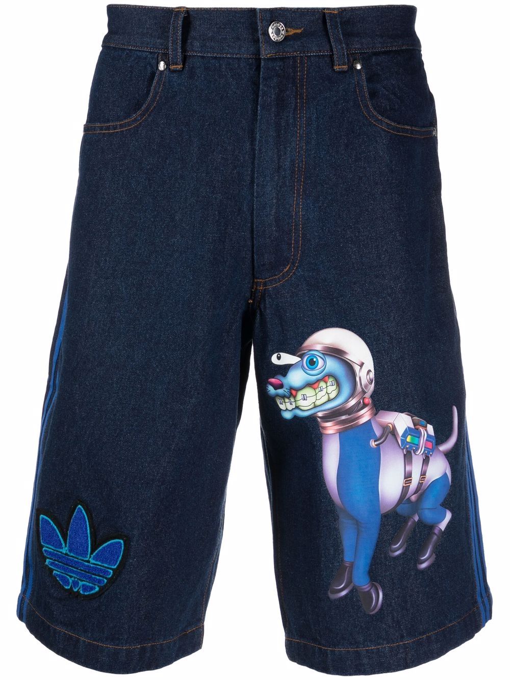 фото Adidas джинсовые шорты с нашивкой-логотипом