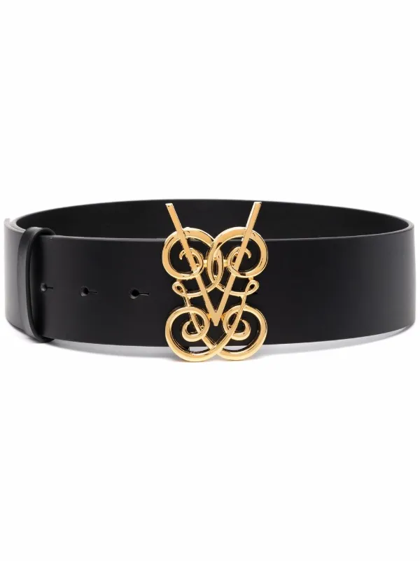 Giambattista Valli Logo Plaque Buckle Belt in Black