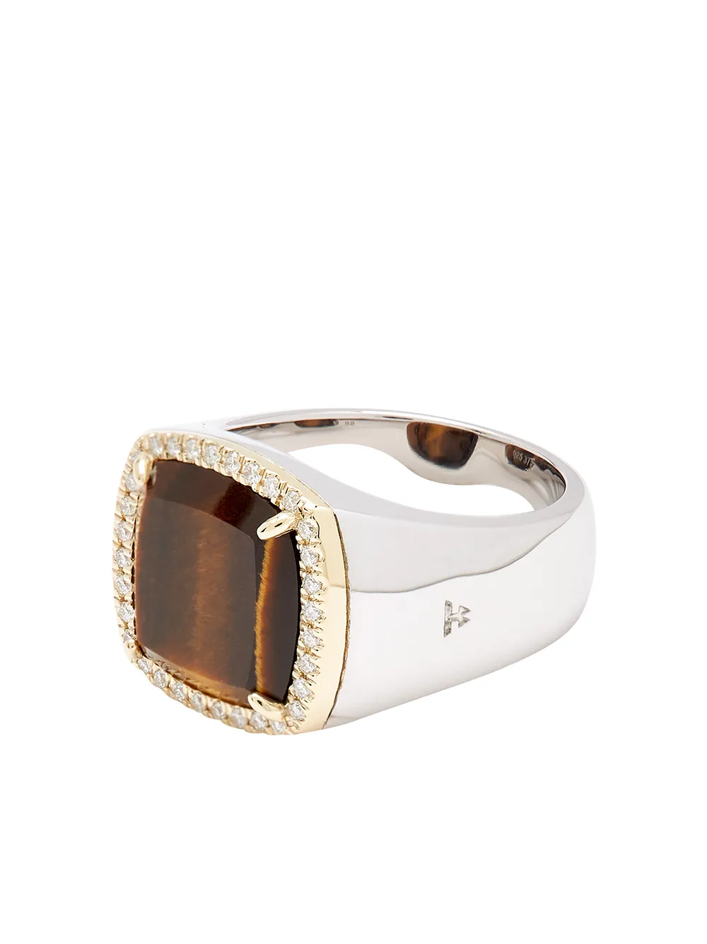 

Tom Wood tiger eye diamond signet ring - Silver