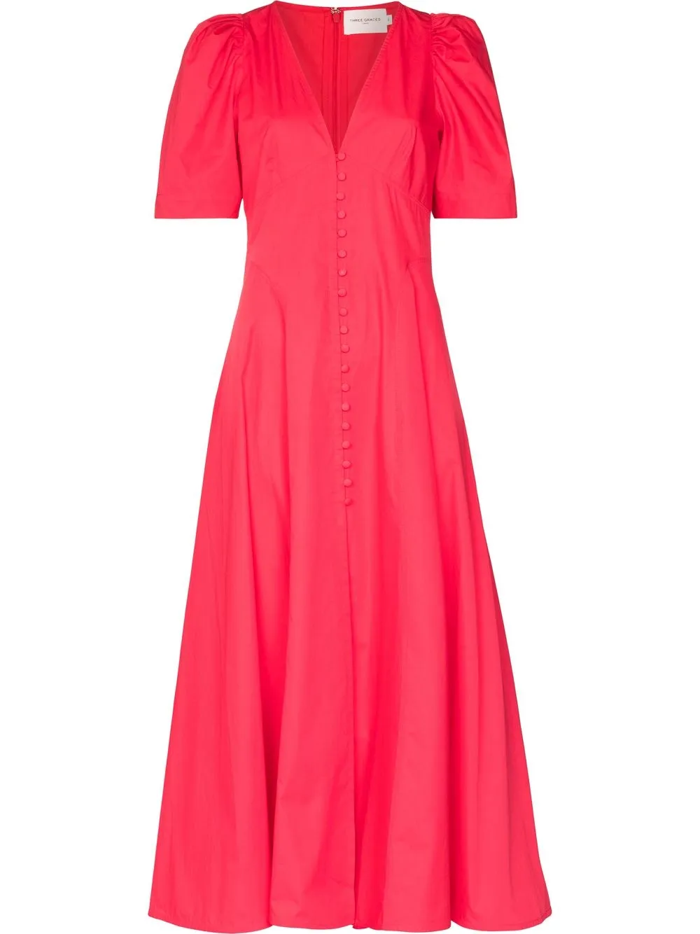 

Three Graces vestido midi Jodie con cuello en V - Rosado