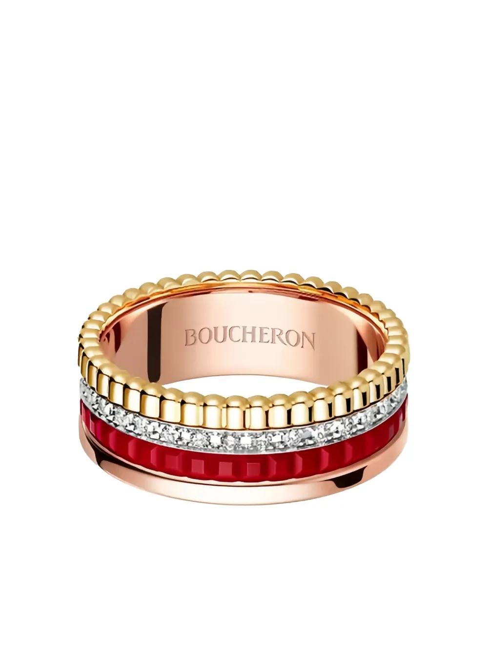 Boucheron 18K gold Quatre Red Edition diamond ring - ピンク Boucheron 18K gold Quatre Red Edition diamond ring - ピンク