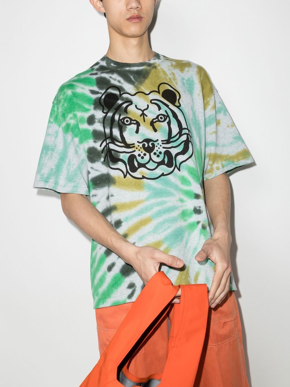 Shop Kenzo Tiger Tie-dye Print T-shirt In Green