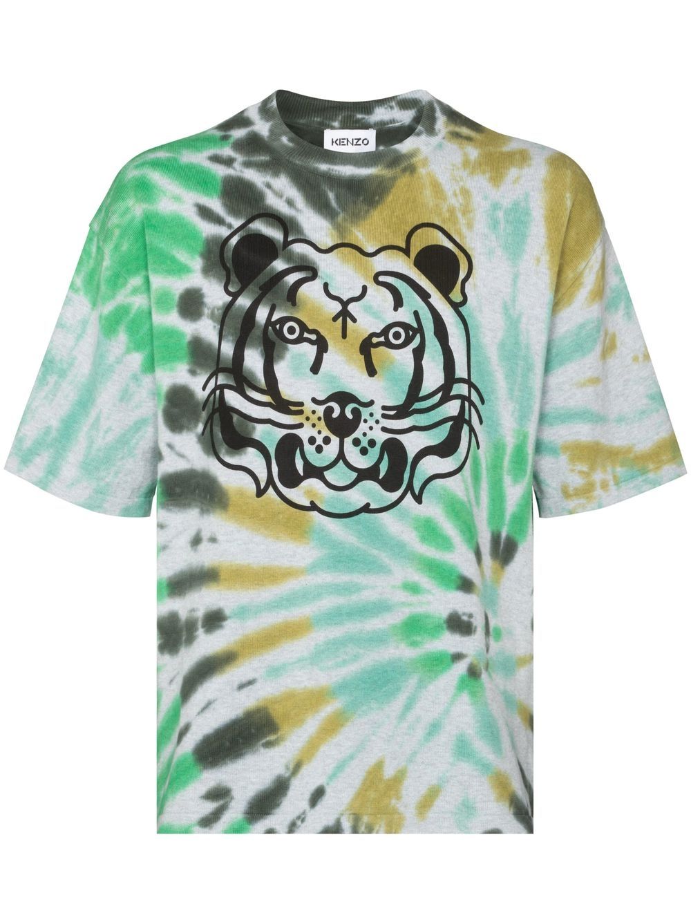 Shop Kenzo Tiger Tie-dye Print T-shirt In Green