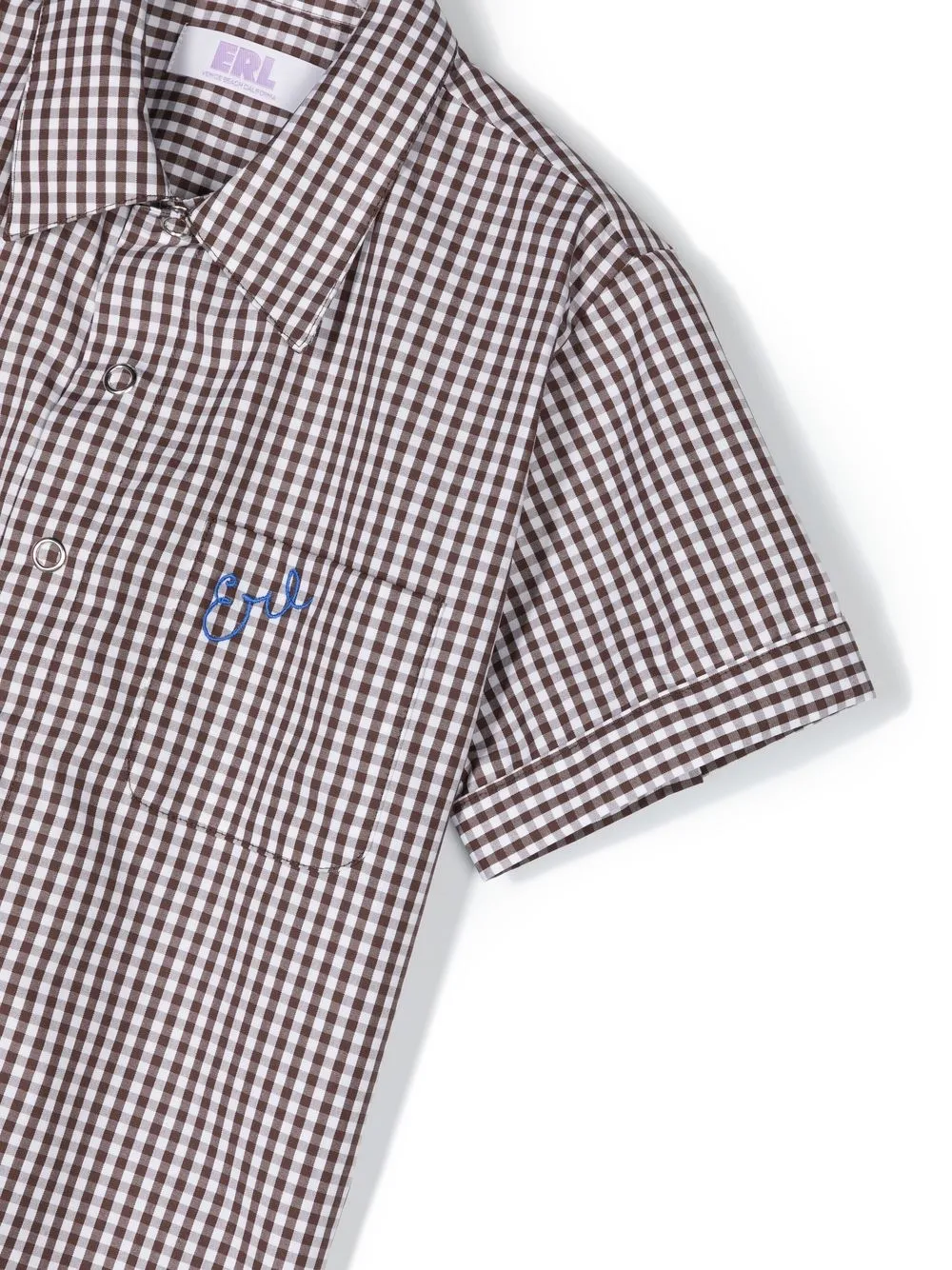  Erl Kids Gingham Button-front Shirt - Brown 