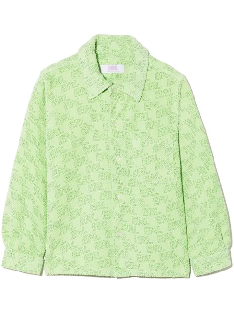ERL KIDS logo-print corduroy shirt