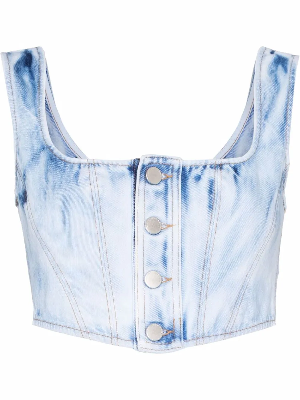 

Alessandra Rich denim buttoned crop top - Blue