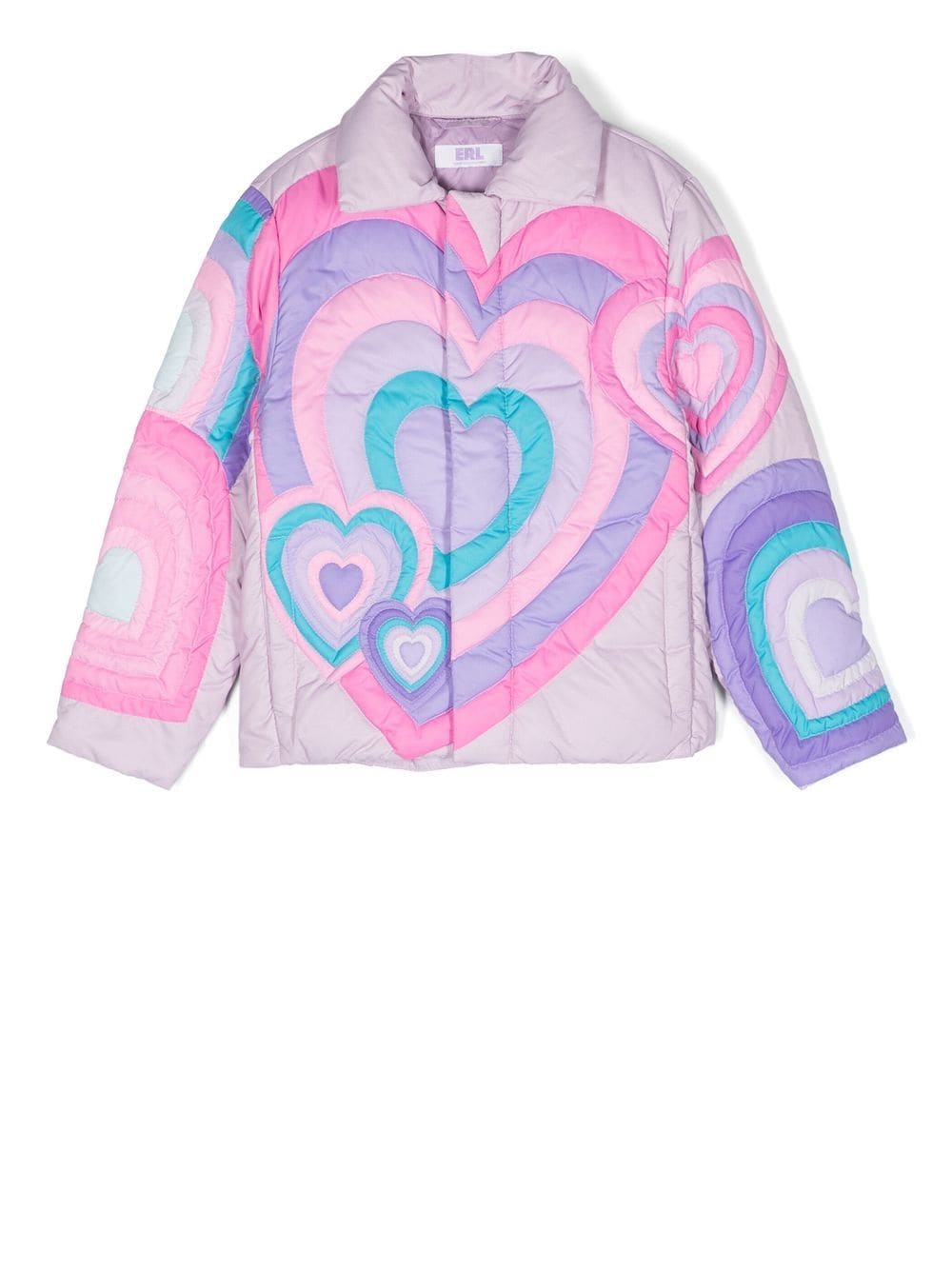 Erl Heart-print Puffer Coat In Pink