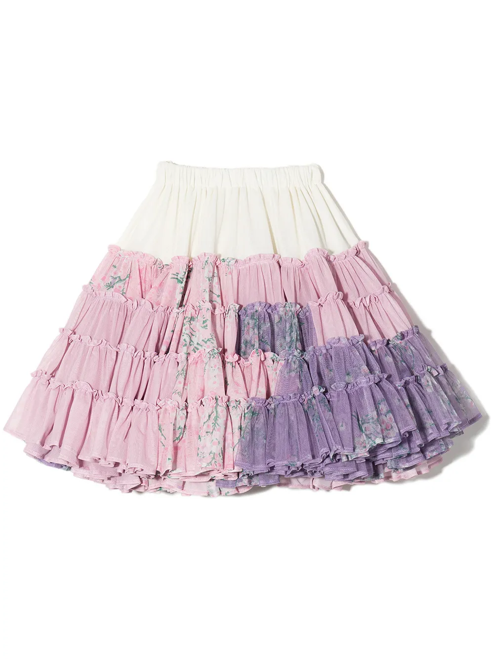 

ERL KIDS floral-print tiered skirt - Pink