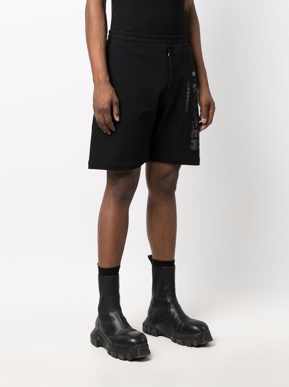 Shop Alexander Mcqueen Logo-print Track Shorts In Black