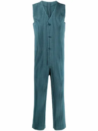 BOSS - Sleeveless V-neck jumpsuit with plissé pleats