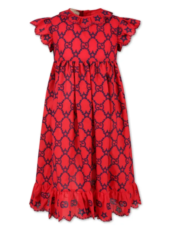 Gucci Kids GG And Stars Embroidered Dress Red FARFETCH PT