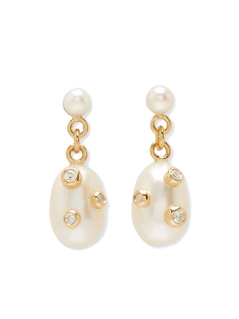 RAGBAG STUDIO 18kt yellow gold pearl drop earrings