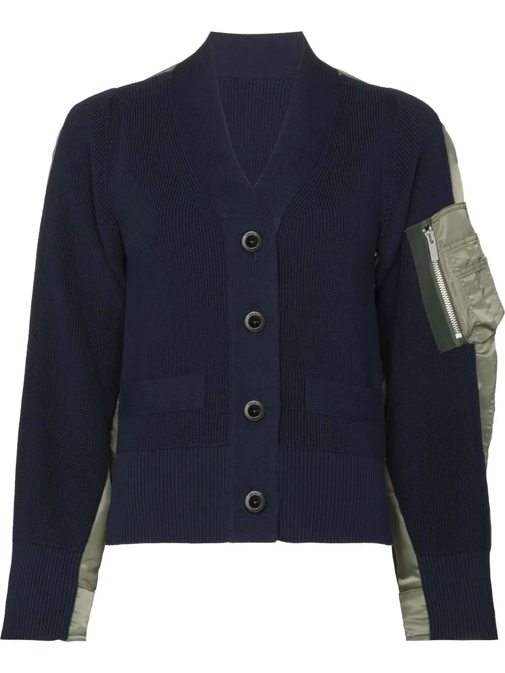 

sacai contrast-sleeve cardigan - Blue