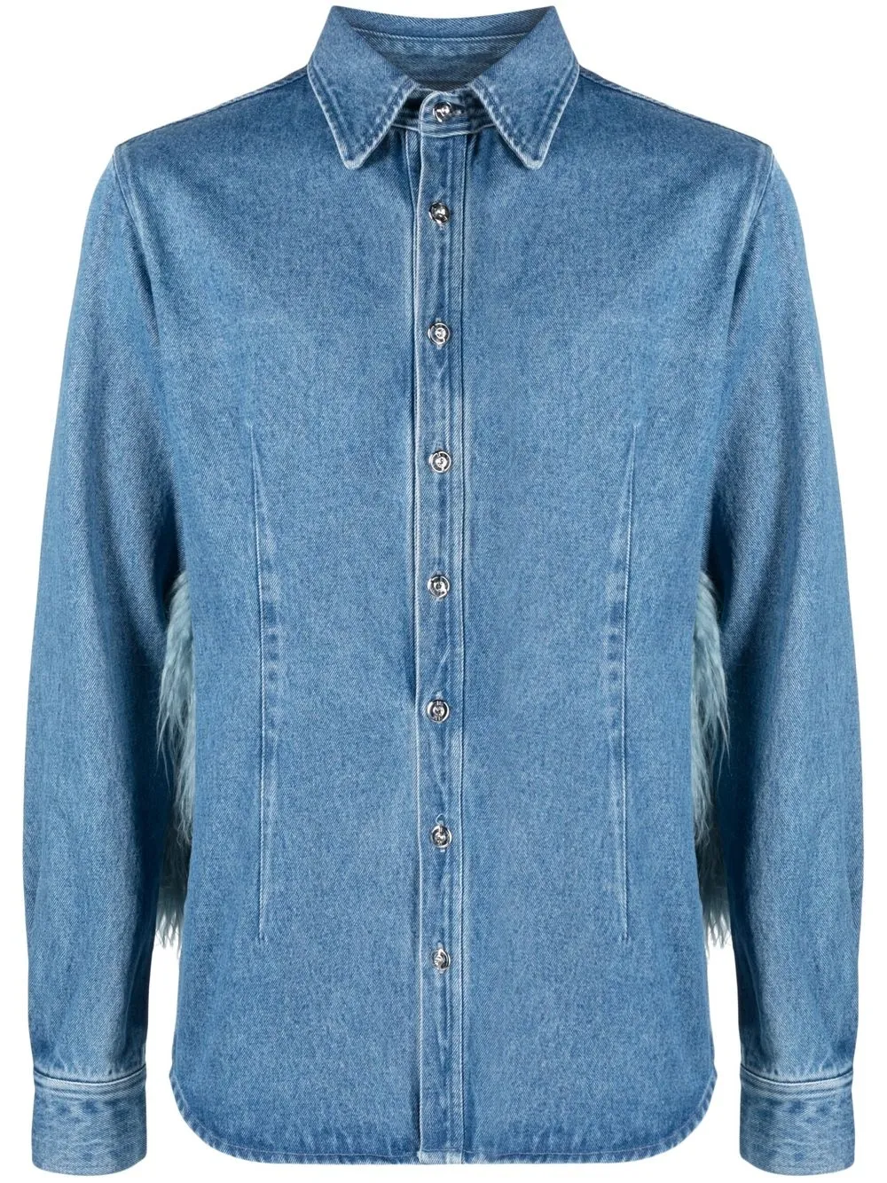 

GmbH faux-fur embellished denim shirt - Blue