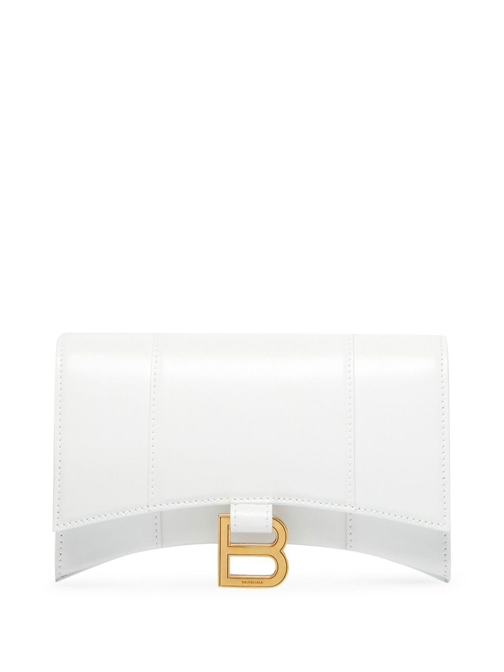 Shop Balenciaga Hourglass Leather Wallet-on-chain In White