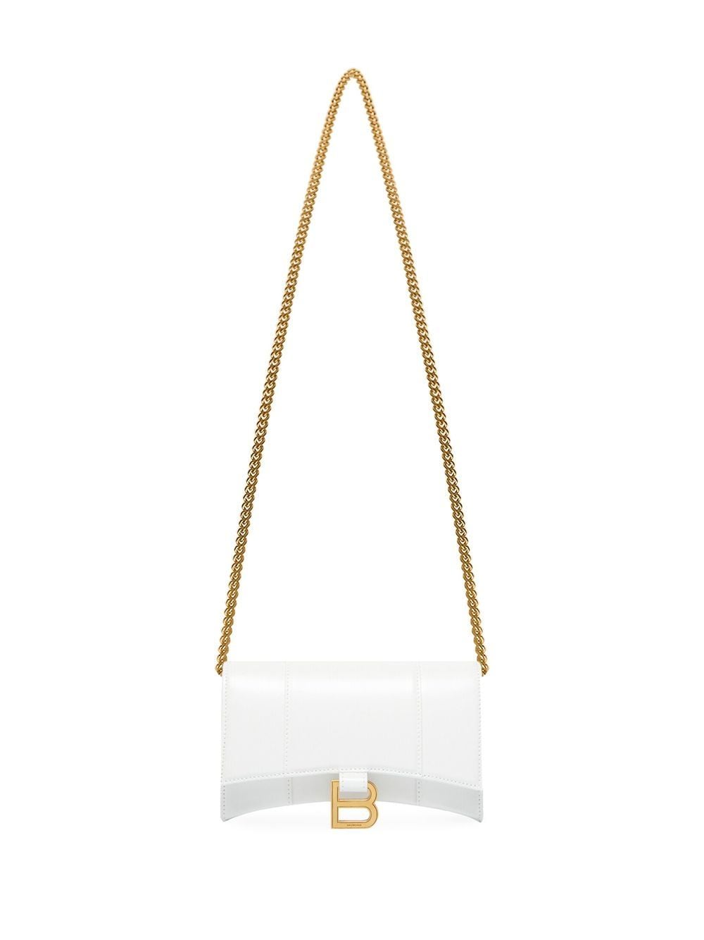 Shop Balenciaga Hourglass Leather Wallet-on-chain In White