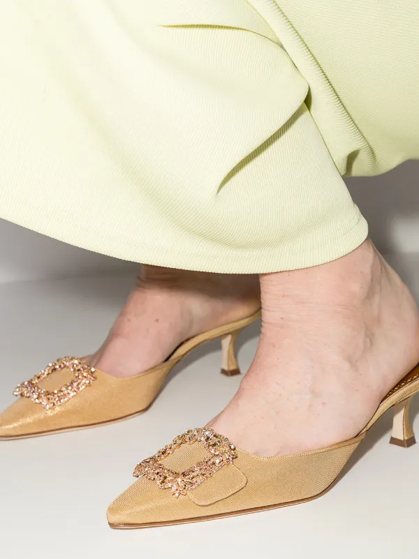 Shop Manolo Blahnik Maysale 50mm crysta 