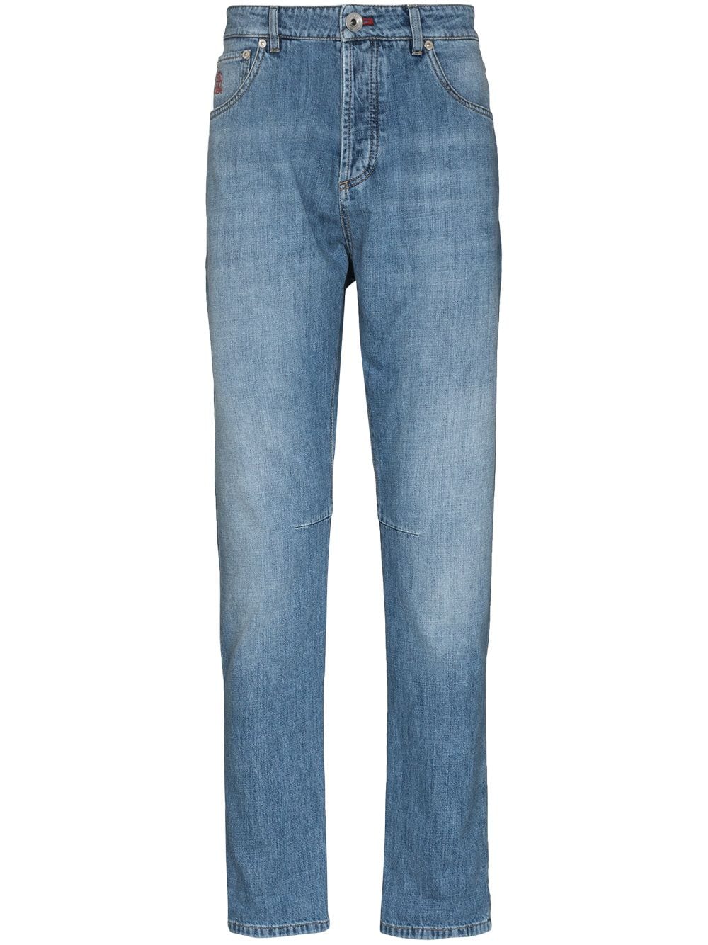 Image 1 of Brunello Cucinelli logo-patch slim-fit jeans
