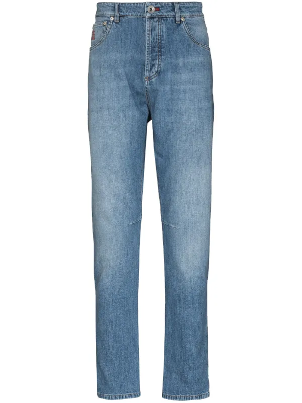 Brunello Cucinelli logo-patch slim-fit Jeans - Farfetch