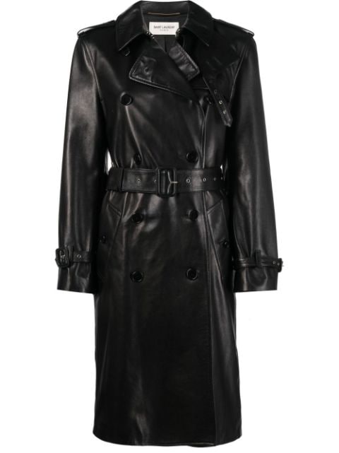 Saint Laurent double-breasted leather trench coat