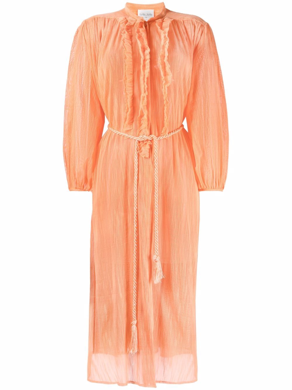 Forte Forte belted ruffle-detail shirtdress - Orange