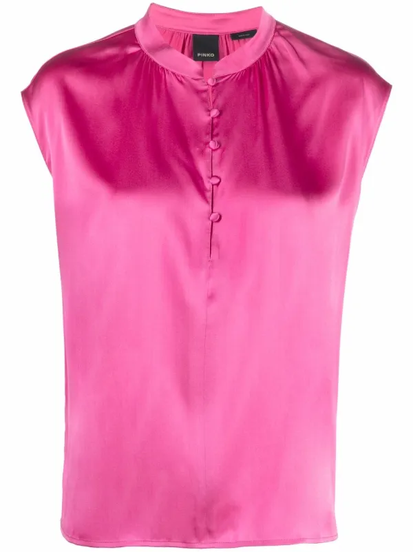PINKO band-collar Satin Blouse - Farfetch