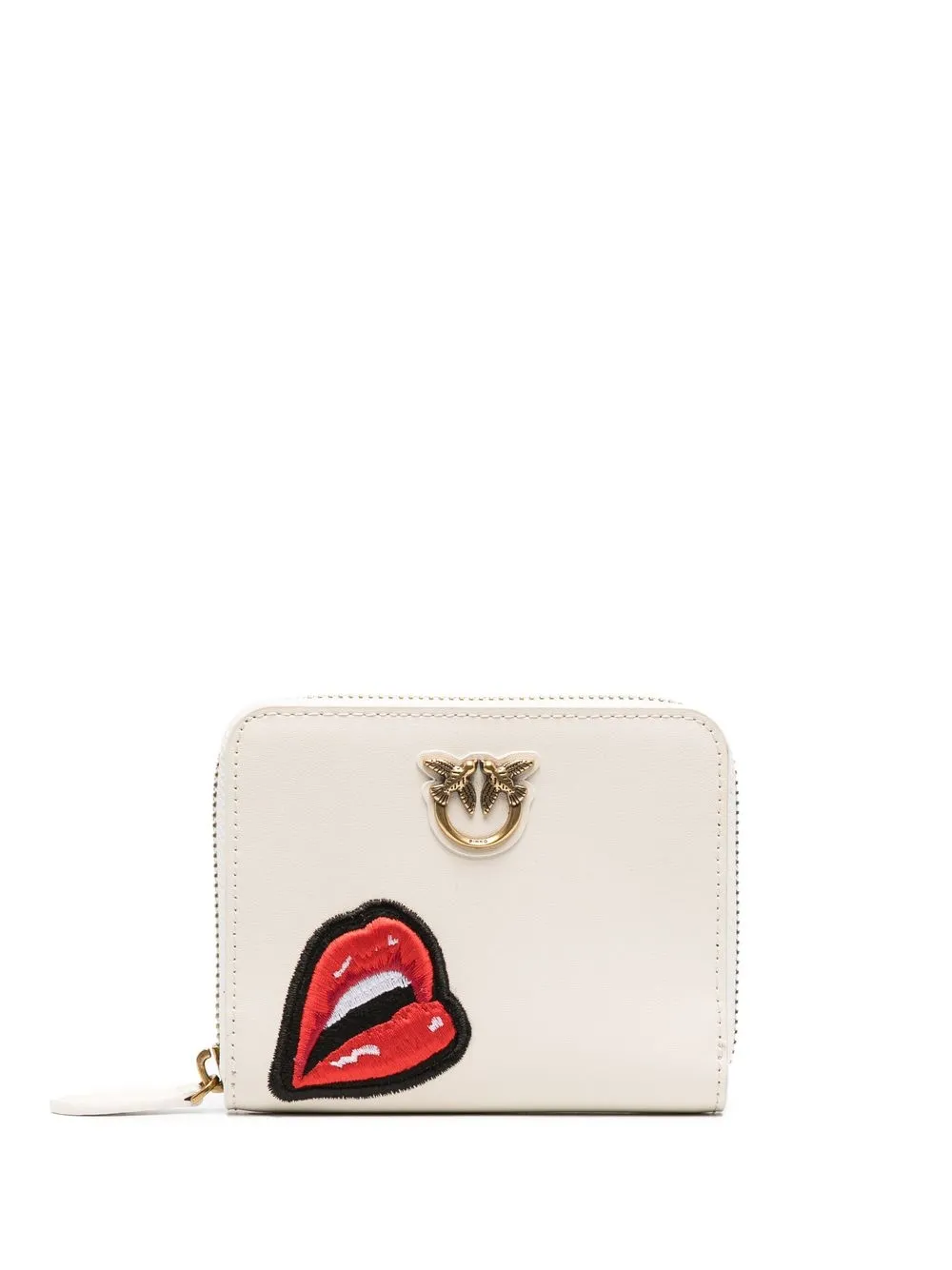 

PINKO embroidered-lips detail wallet - White