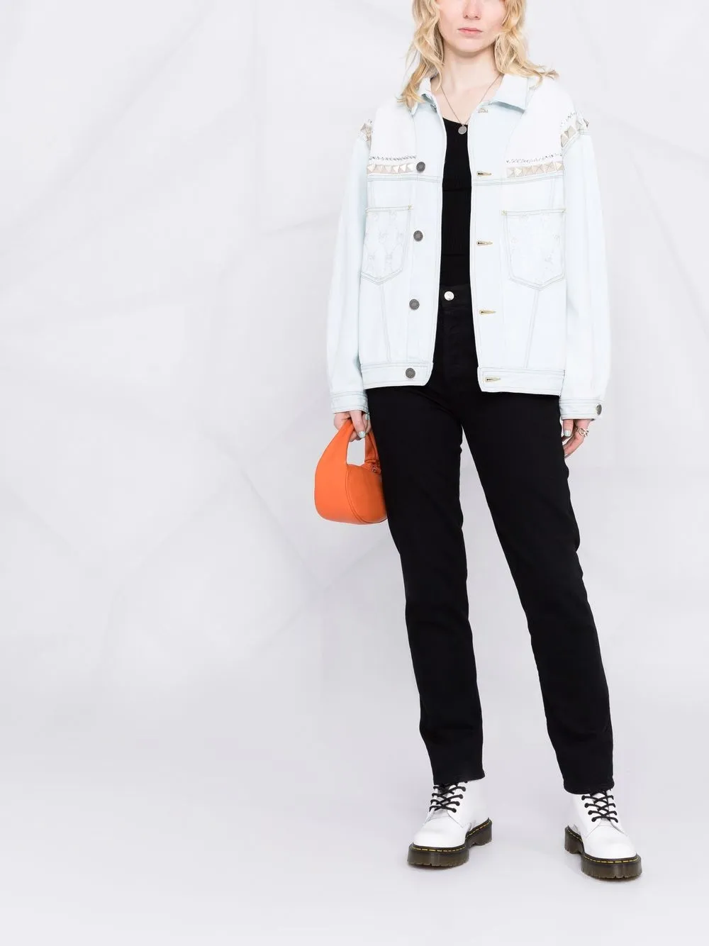 PINKO Studded light-wash Denim Jacket - Farfetch