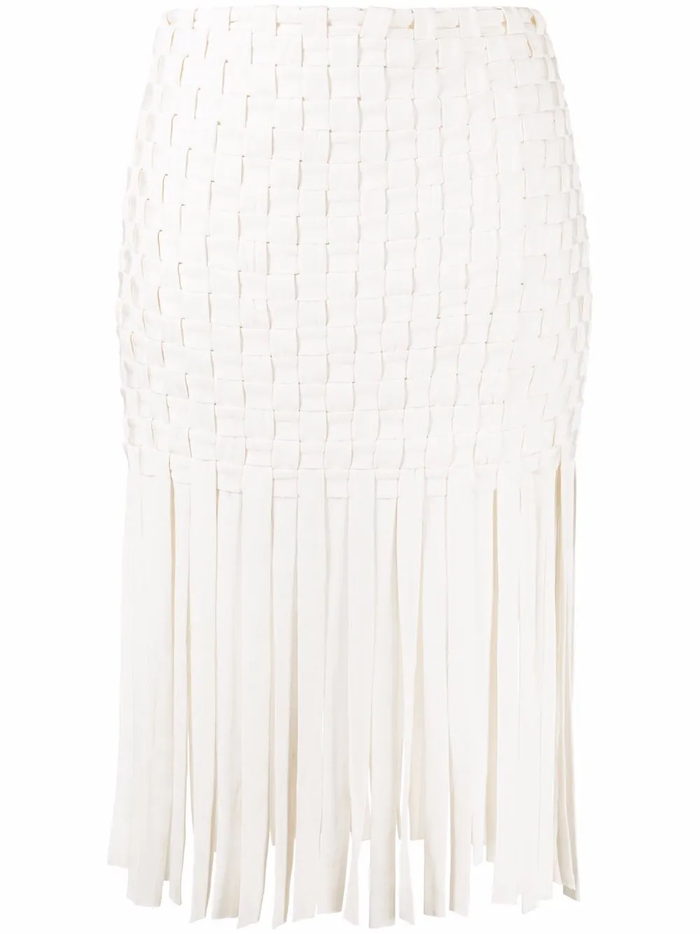 

PINKO high-waisted fringed-edge skirt - White